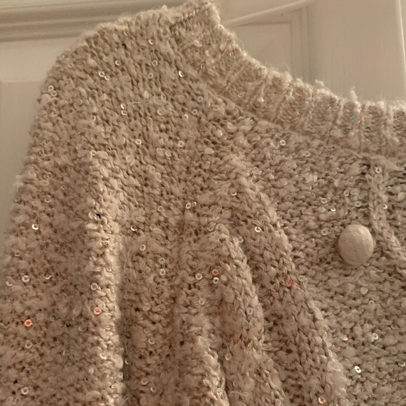Sparkly Beige Sweater with Pompoms - Picture 5 of 6